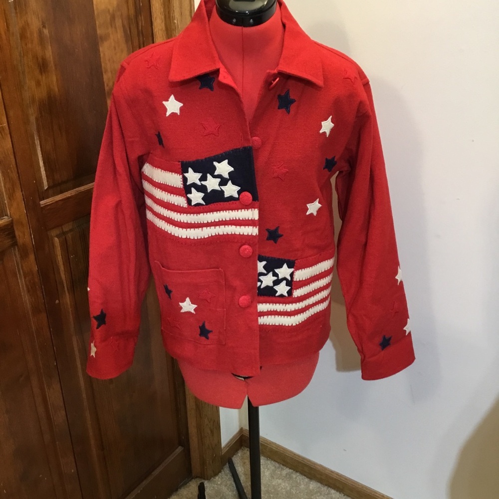 Parsley & Sage mid weight jacket, size S, Star & flag raised patches, pocket